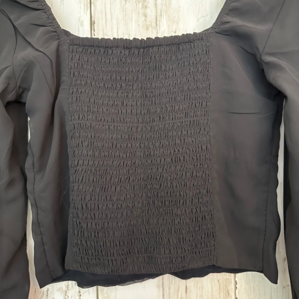 Abercrombie & Fitch Top Womens XS Babydoll Style Black Sheer Sleeve Lined Y2K